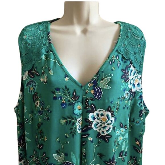 Daniel Rainn Sleeveless Fantine Crochet lace green floral cutout tunic, NWT - Picture 8 of 11